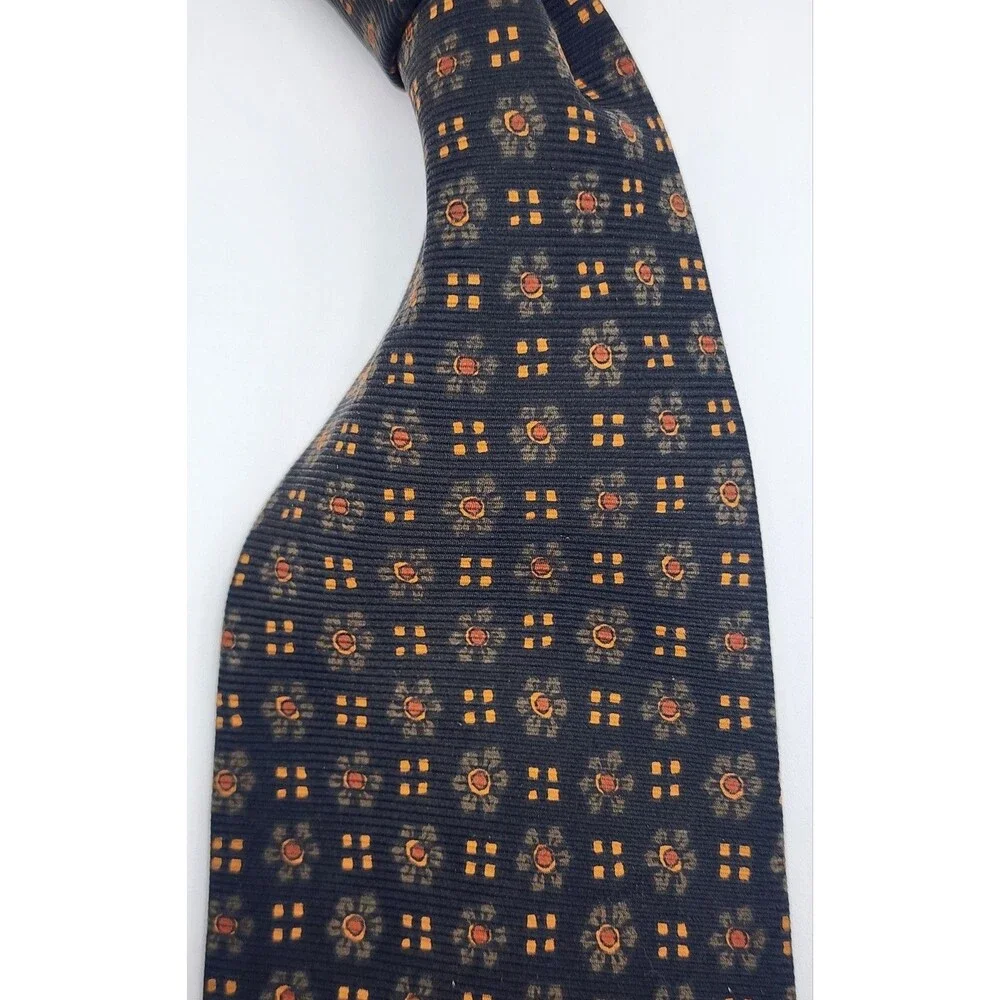 Stunning Vintage ROBERT TALBOTT Geometric/Flower Pattern Hand Sewn SILK Necktie